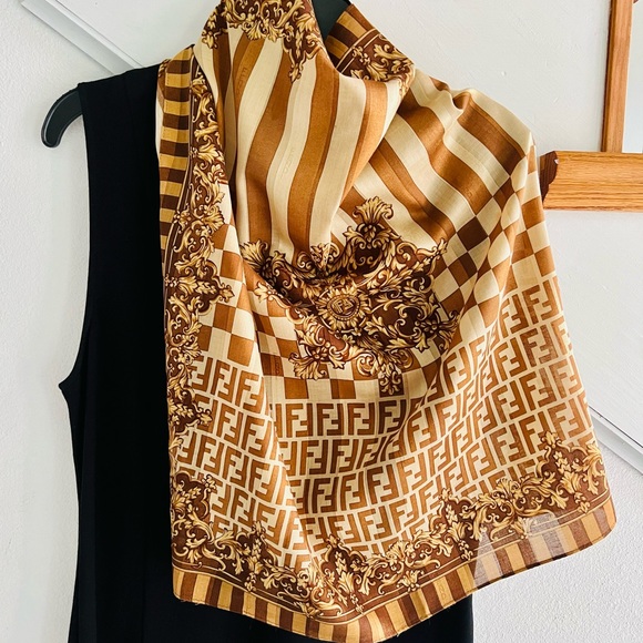 Fendivintage monogram scarf nwot 10/10 clean rolled hem. New tag re…